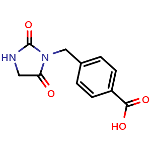 Chemical structure of 4-[(2,5-dioxoimidazolidin-1-yl)methyl]benzoic acid , CAS 923200-35-5, AChemBlock Y221624