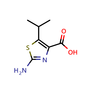 Chemical structure of 2-Amino-5-(propan-2-yl)-1,3-thiazole-4-carboxylic acid , CAS 288149-79-1, AChemBlock Y221633