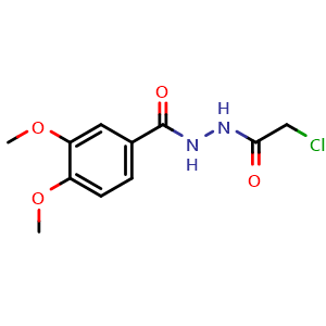 Chemical structure of n'-(2-Chloroacetyl)-3,4-dimethoxybenzohydrazide , CAS 863668-10-4, AChemBlock Y221636