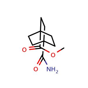 Chemical structure of Methyl 4-carbamoylbicyclo[2.2.2]octane-1-carboxylate , CAS 135908-42-8, AChemBlock Y221641