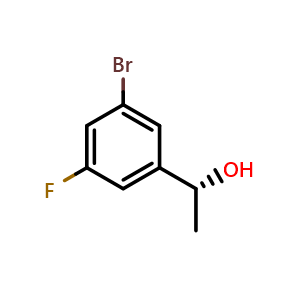 Chemical structure of (1r)-1-(3-Bromo-5-fluorophenyl)ethan-1-ol , CAS 1568179-79-2, AChemBlock Y221642