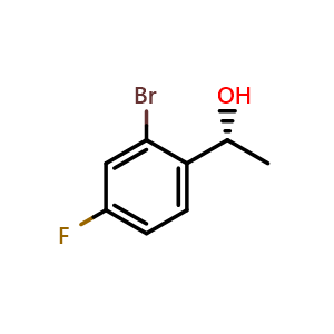 Chemical structure of (1r)-1-(2-Bromo-4-fluorophenyl)ethan-1-ol , CAS 704909-66-0, AChemBlock Y221643