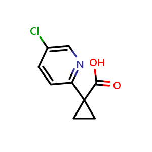Chemical structure of 1-(5-Chloropyridin-2-yl)cyclopropane-1-carboxylic acid , CAS 1256793-26-6, AChemBlock Y221645