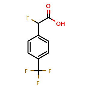 Chemical structure of 2-Fluoro-2-[4-(trifluoromethyl)phenyl]acetic acid , CAS 142044-52-8, AChemBlock Y221646