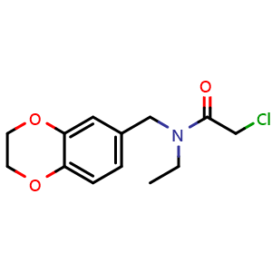 Chemical structure of 2-Chloro-n-(2,3-dihydro-1,4-benzodioxin-6-ylmethyl)-n-ethylacetamide , CAS 878218-20-3, AChemBlock Y221665