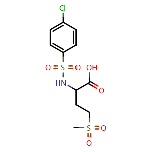Chemical structure of 2-(4-Chlorobenzenesulfonamido)-4-methanesulfonylbutanoic acid , CAS 1025058-88-1, AChemBlock Y221670