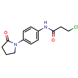 Chemical structure of 3-Chloro-n-[4-(2-oxopyrrolidin-1-yl)phenyl]propanamide , CAS 923207-68-5, AChemBlock Y221672