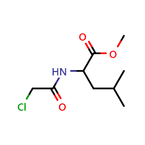 Chemical structure of Methyl 2-(2-chloroacetamido)-4-methylpentanoate , CAS 928025-34-7, AChemBlock Y221673