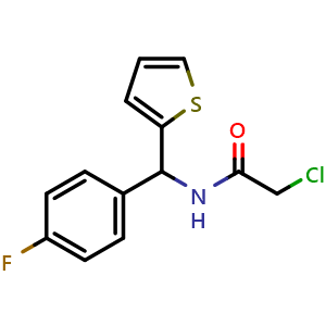 Chemical structure of 2-Chloro-n-[(4-fluorophenyl)(thiophen-2-yl)methyl]acetamide , CAS 875160-08-0, AChemBlock Y221677