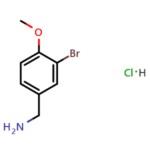 Chemical structure of 1-(3-Bromo-4-methoxyphenyl)methanamine hydrochloride , CAS 1134716-28-1, AChemBlock Y221680