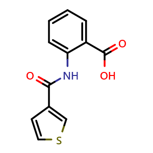 Chemical structure of 2-(Thiophene-3-amido)benzoic acid , CAS 878465-86-2, AChemBlock Y221705