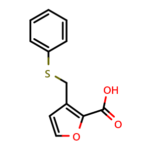 Chemical structure of 3-[(phenylsulfanyl)methyl]furan-2-carboxylic acid , CAS 878465-81-7, AChemBlock Y221711