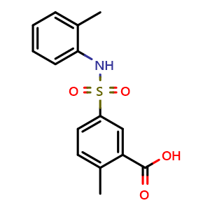 Chemical structure of 2-Methyl-5-[(2-methylphenyl)sulfamoyl]benzoic acid , CAS 104941-55-1, AChemBlock Y221713