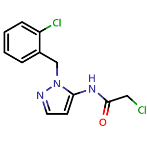 Chemical structure of 2-Chloro-n-{1-[(2-chlorophenyl)methyl]-1h-pyrazol-5-yl}acetamide , CAS 956769-09-8, AChemBlock Y221718
