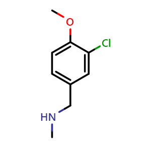 Chemical structure of [(3-chloro-4-methoxyphenyl)methyl](methyl)amine , CAS 372117-85-6, AChemBlock Y221725
