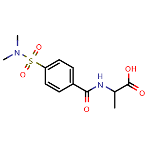 Chemical structure of 2-{[4-(dimethylsulfamoyl)phenyl]formamido}propanoic acid , CAS 1009703-91-6, AChemBlock Y221729
