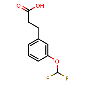 Chemical structure of 3-[3-(difluoromethoxy)phenyl]propanoic acid , CAS 1092460-66-6, AChemBlock Y221734