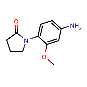 Chemical structure of 1-(4-Amino-2-methoxyphenyl)pyrrolidin-2-one , CAS 69132-30-5, AChemBlock Y221738
