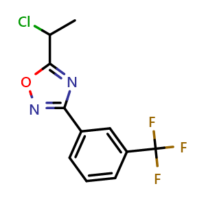 Chemical structure of 5-(1-Chloroethyl)-3-[3-(trifluoromethyl)phenyl]-1,2,4-oxadiazole , CAS 923753-68-8, AChemBlock Y221742
