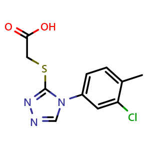 Chemical structure of 2-{[4-(3-chloro-4-methylphenyl)-4h-1,2,4-triazol-3-yl]sulfanyl}acetic acid , CAS 923713-39-7, AChemBlock Y221746