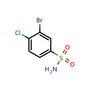 Chemical structure of 3-Bromo-4-chlorobenzene-1-sulfonamide , CAS 900814-26-8, AChemBlock Y221758