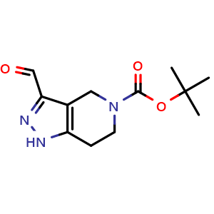 Chemical structure of Tert-butyl 3-formyl-1h,4h,5h,6h,7h-pyrazolo[4,3-c]pyridine-5-carboxylate , CAS 944902-01-6, AChemBlock Y221773