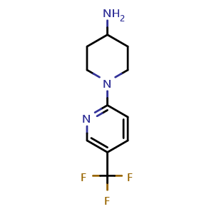 Chemical structure of 1-[5-(trifluoromethyl)pyridin-2-yl]piperidin-4-amine , CAS 565453-20-5, AChemBlock Y221782