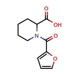 Chemical structure of 1-(Furan-2-carbonyl)piperidine-2-carboxylic acid , CAS 1025450-05-8, AChemBlock Y221799