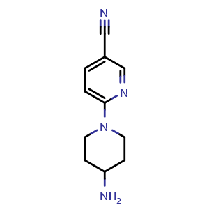 Chemical structure of 6-(4-Aminopiperidin-1-yl)pyridine-3-carbonitrile , CAS 252577-87-0, AChemBlock Y221822