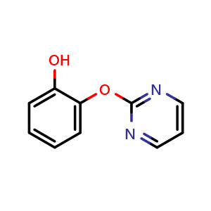 Chemical structure of 2-(Pyrimidin-2-yloxy)phenol , CAS 1183749-69-0, AChemBlock Y221835