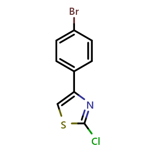 Chemical structure of 4-(4-Bromophenyl)-2-chloro-1,3-thiazole , CAS 3884-33-1, AChemBlock Y221837