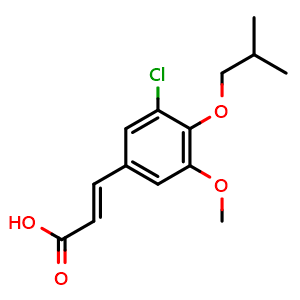 Chemical structure of (2e)-3-[3-chloro-5-methoxy-4-(2-methylpropoxy)phenyl]prop-2-enoic acid , CAS 790271-11-3, AChemBlock Y221848