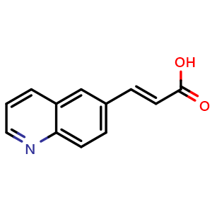 Chemical structure of (2e)-3-(Quinolin-6-yl)prop-2-enoic acid , CAS 754190-68-6, AChemBlock Y221849