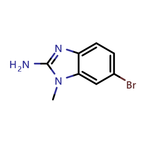 Chemical structure of 6-Bromo-1-methyl-1H-1,3-benzodiazol-2-amine , CAS 24786-54-7, AChemBlock Y221855