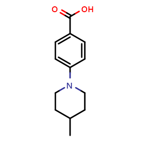 Chemical structure of 4-(4-Methylpiperidin-1-yl)benzoic acid , CAS 97096-92-9, AChemBlock Y221861