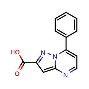 Chemical structure of 7-Phenylpyrazolo[1,5-a]pyrimidine-2-carboxylic acid , CAS 886503-17-9, AChemBlock Y221862