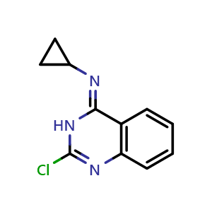 Chemical structure of 2-Chloro-N-cyclopropylquinazolin-4(3h)-imine , CAS 524033-55-4, AChemBlock Y221890