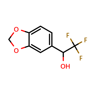 Chemical structure of 1-(Benzo[d][1,3]dioxol-5-yl)-2,2,2-trifluoroethan-1-ol , CAS 168130-82-3, AChemBlock Y221894