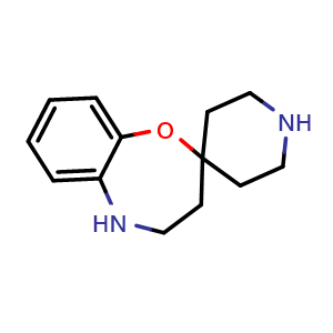 Chemical structure of 4,5-Dihydro-3h-spiro[benzo[b][1,4]oxazepine-2,4'-piperidine] , CAS 867021-92-9, AChemBlock Y221898