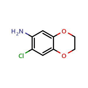 Chemical structure of 7-Chloro-2,3-dihydrobenzo[b][1,4]dioxin-6-amine , CAS 855336-74-2, AChemBlock Y221905