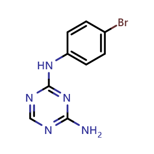 Chemical structure of n2-(4-Bromophenyl)-1,3,5-triazine-2,4-diamine , CAS 72274-25-0, AChemBlock Y221921