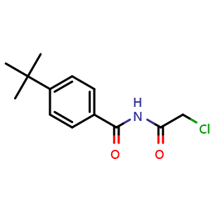 Chemical structure of 4-(Tert-butyl)-N-(2-chloroacetyl)benzamide , CAS 743452-51-9, AChemBlock Y221926