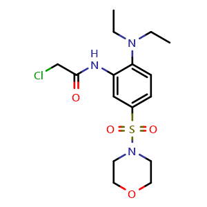 Chemical structure of 2-Chloro-N-(2-(diethylamino)-5-(morpholinosulfonyl)phenyl)acetamide , CAS 554407-06-6, AChemBlock Y221927