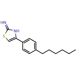 Chemical structure of 4-(4-Hexylphenyl)thiazol-2(3h)-imine , CAS 554405-51-5, AChemBlock Y221929