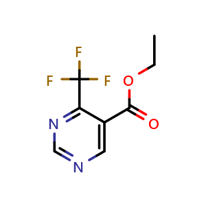 Chemical structure of Ethyl 4-(trifluoromethyl)pyrimidine-5-carboxylate , CAS 187035-81-0, AChemBlock Y221930