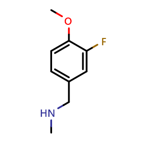 Chemical structure of 1-(3-Fluoro-4-methoxyphenyl)-N-methylmethanamine , CAS 186447-76-7, AChemBlock Y221937