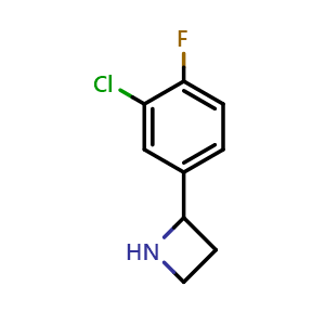 Chemical structure of 2-(3-Chloro-4-fluorophenyl)azetidine , CAS 1270582-08-5, AChemBlock Y221945