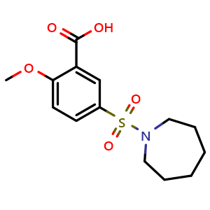 Chemical structure of 5-[(Hexahydro-1H-azepin-1-yl)sulfonyl]-2-methoxybenzoic acid , CAS 326907-67-9, AChemBlock Y221954