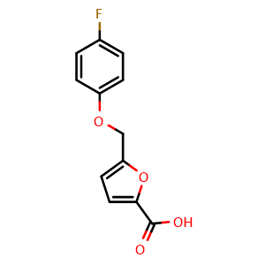 Chemical structure of 5-(4-Fluorophenoxymethyl)furan-2-carboxylic acid , CAS 406470-57-3, AChemBlock Y221973
