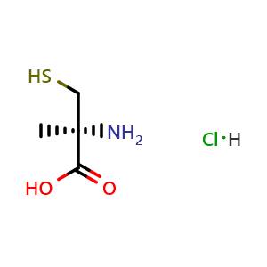 Chemical structure of (2s)-2-Amino-2-methyl-3-sulfanylpropanoic acid hydrochloride , CAS 151062-55-4, AChemBlock Y221985